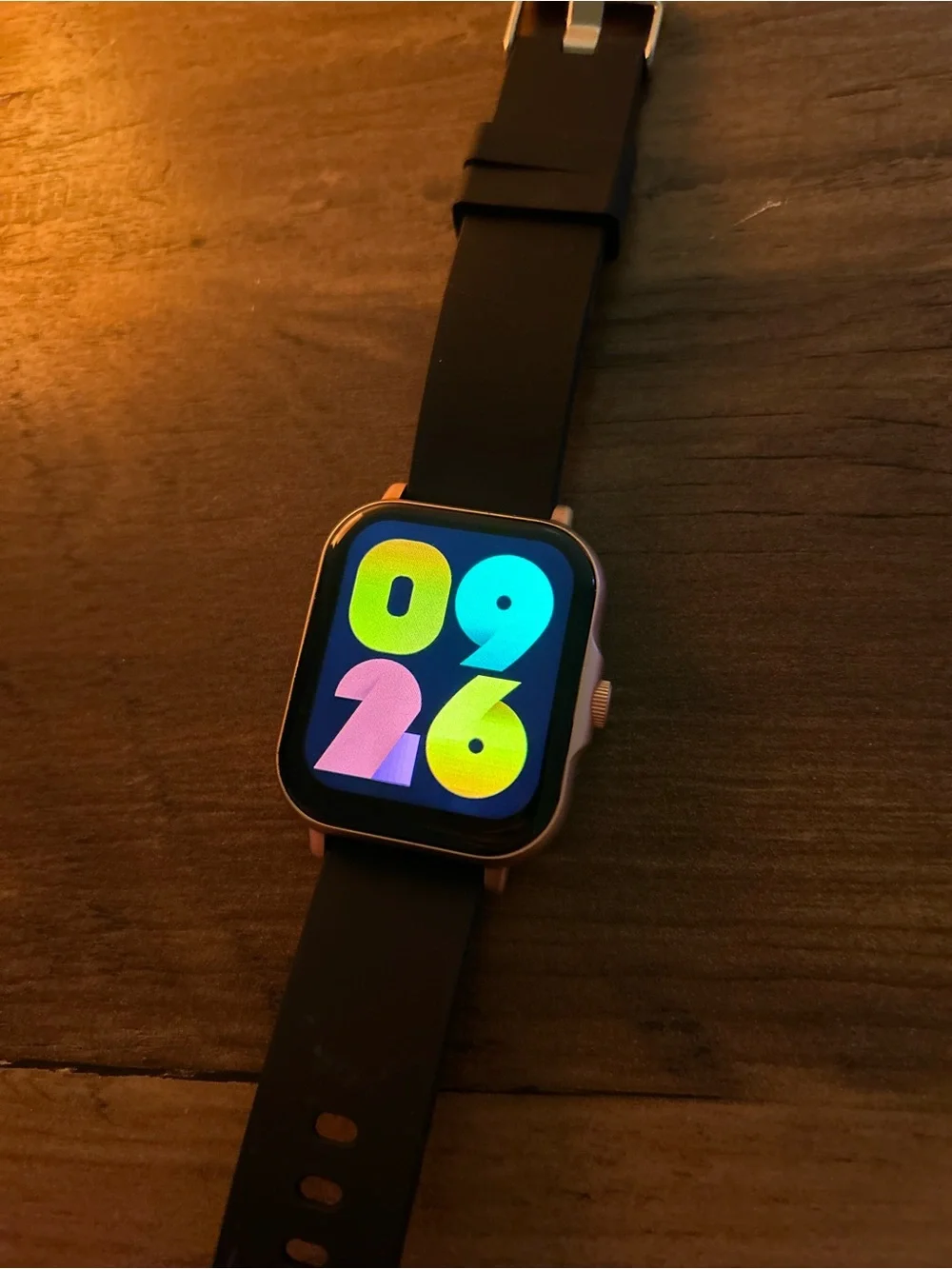 Black Silicone Smartwatch with Rose Gold Case